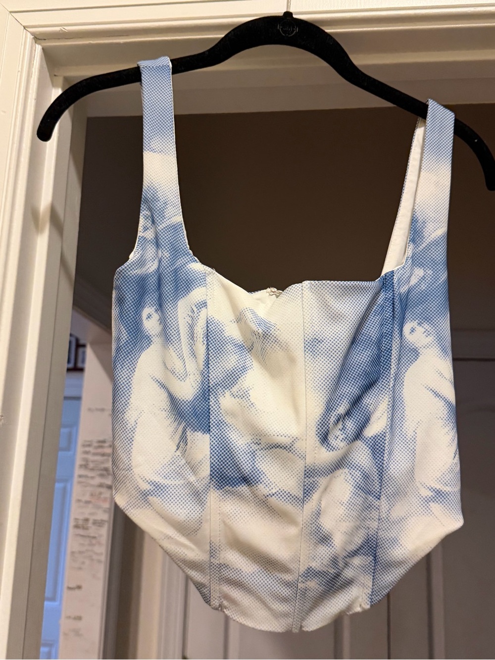 Edikted blue and white corset top size medium